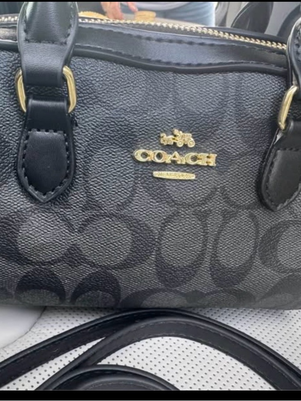 New Coach Rowan F83607 Signature Canvas Satchel Black Gold Crossbody - Picture 2 of 6